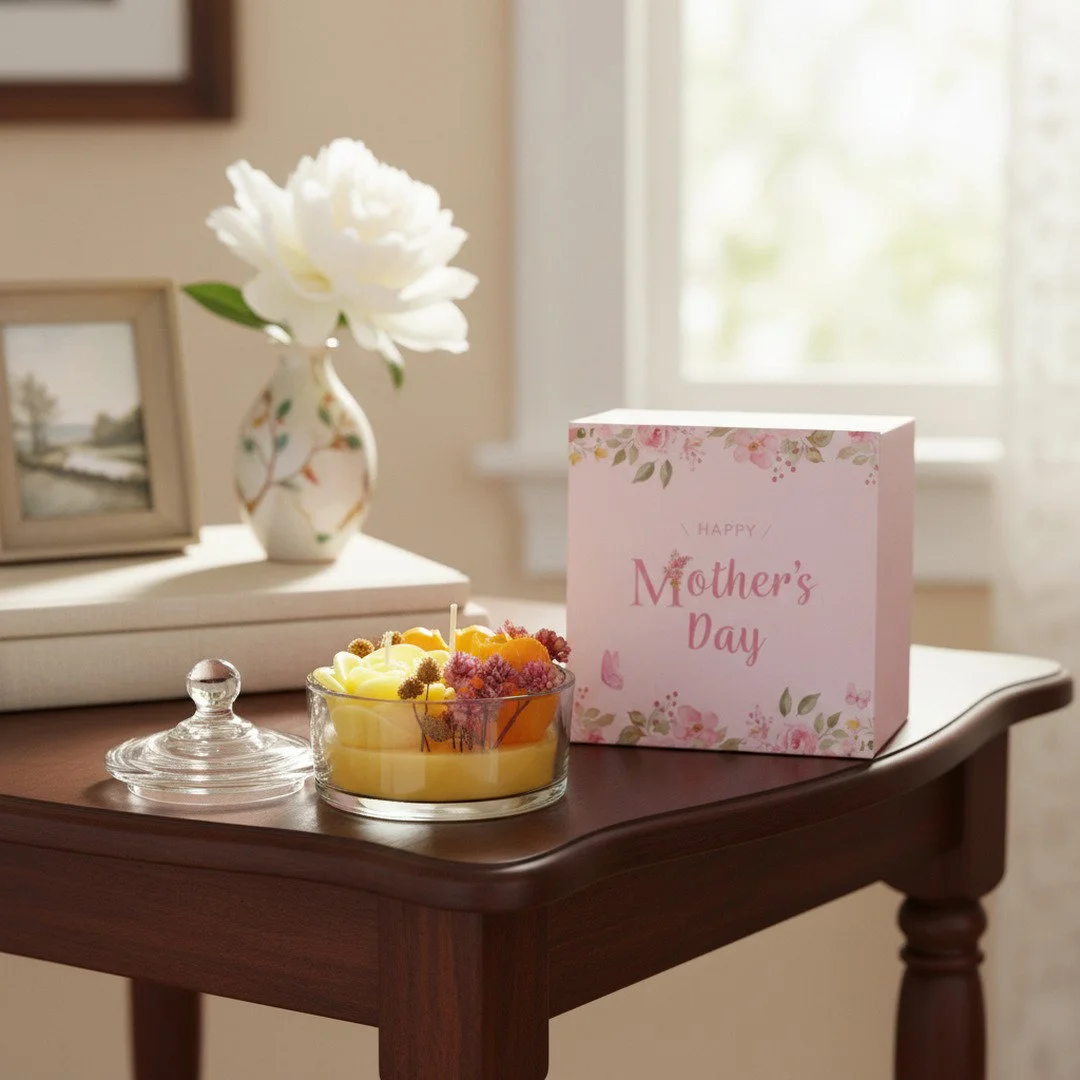 Jardín en cristal set dorado bombonera de vidrio con velas amarillo naranja